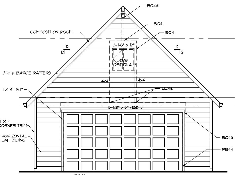 Un diagramme de l'avant d'un garage